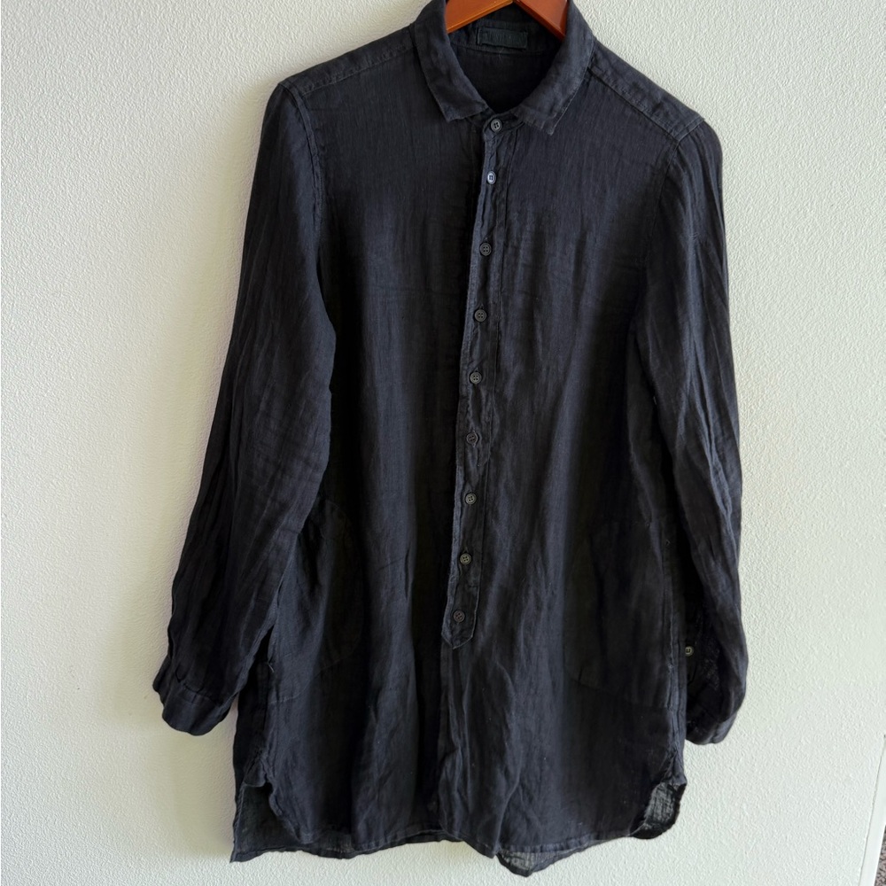 💯 Linen! CP Shades Black Tunic Top
